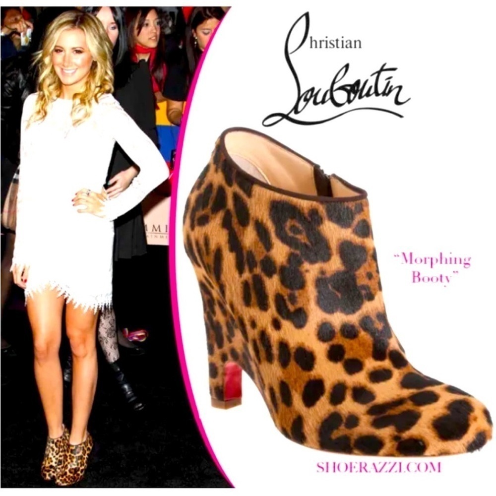 Christian Louboutin Morphing 100 Brown Leopard Calfskin Demi Wedge Heel EU 39.5